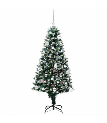 vidaXL Christmas Tree with LED Light Green and White 150 cm
