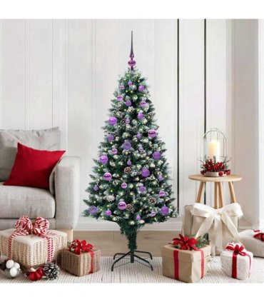 vidaXL Christmas Tree with LED Light Green and White 150 cm