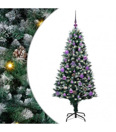 vidaXL Christmas Tree with LED Light Green and White 150 cm