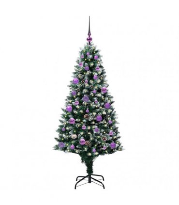 vidaXL Christmas Tree with LED Light Green and White 150 cm
