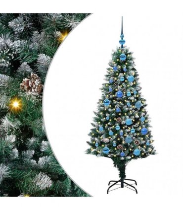 vidaXL Christmas Tree with LED Light Green and White 150 cm
