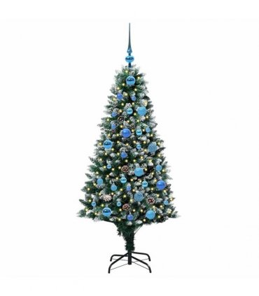vidaXL Christmas Tree with LED Light Green and White 150 cm