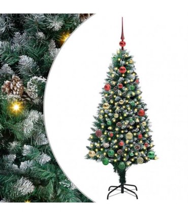 vidaXL Christmas Tree with LED Light Green and White 150 cm