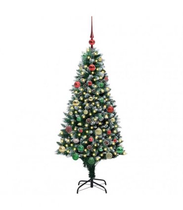 vidaXL Christmas Tree with LED Light Green and White 150 cm