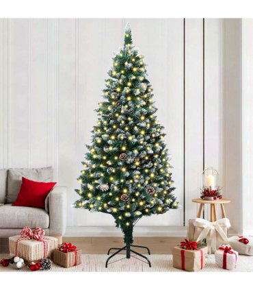 vidaXL Christmas Tree with LED Light Green and White 180 cm