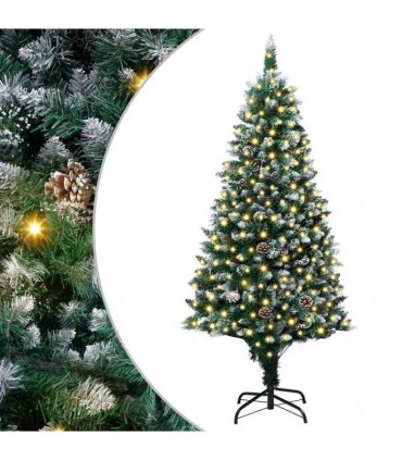 vidaXL Christmas Tree with LED Light Green and White 180 cm