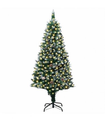 vidaXL Christmas Tree with LED Light Green and White 180 cm
