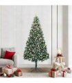 vidaXL Christmas Tree with LED Light Green and White 210 cm