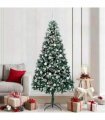vidaXL Christmas Tree with LED Light Green and White 210 cm