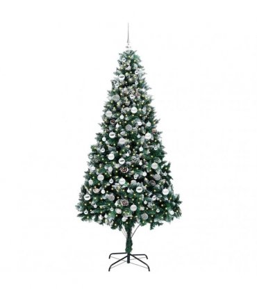 vidaXL Christmas Tree with LED Light Green and White 210 cm