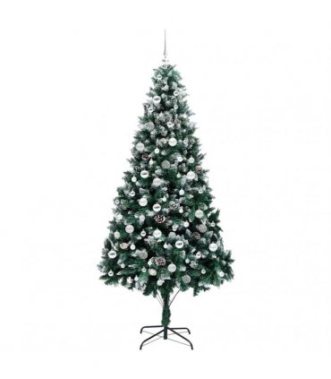 vidaXL Christmas Tree with LED Light Green and White 210 cm