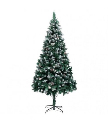 vidaXL Christmas Tree with LED Light Green and White 210 cm