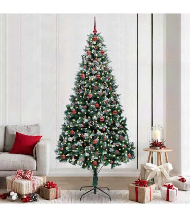 vidaXL Christmas Tree with LED Light Green and White 240 cm