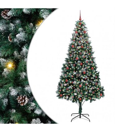 vidaXL Christmas Tree with LED Light Green and White 240 cm