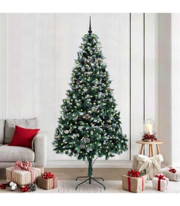 vidaXL Christmas Tree with LED Light Green and White 240 cm