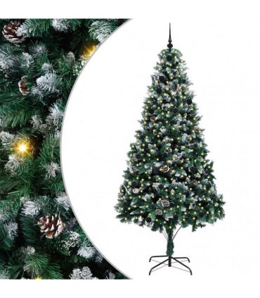 vidaXL Christmas Tree with LED Light Green and White 240 cm