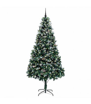 vidaXL Christmas Tree with LED Light Green and White 240 cm