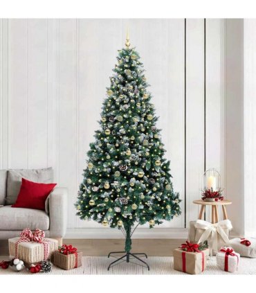 vidaXL Christmas Tree with LED Light Green and White 240 cm