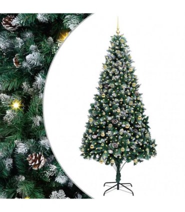 vidaXL Christmas Tree with LED Light Green and White 240 cm