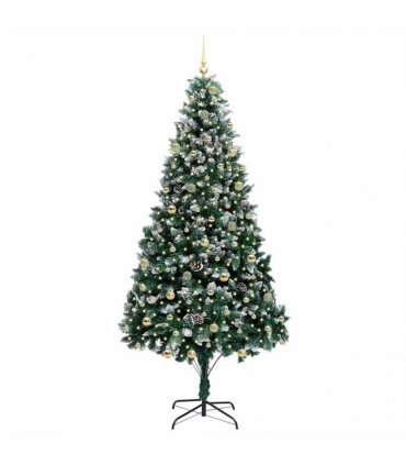 vidaXL Christmas Tree with LED Light Green and White 240 cm