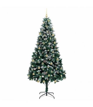 vidaXL Christmas Tree with LED Light Green and White 240 cm