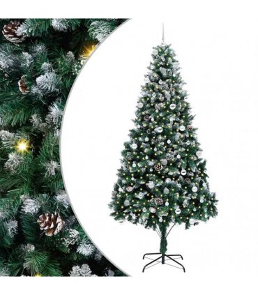 vidaXL Christmas Tree with LED Light Green and White 240 cm