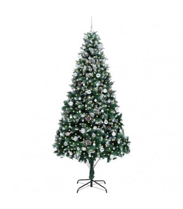 vidaXL Christmas Tree with LED Light Green and White 240 cm