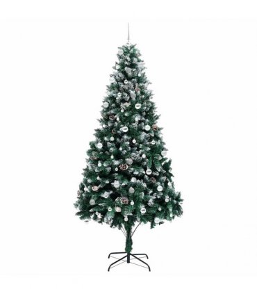 vidaXL Christmas Tree with LED Light Green and White 240 cm