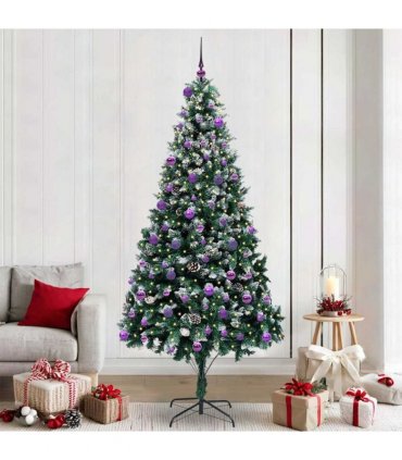 vidaXL Christmas Tree with LED Light Green and White 240 cm
