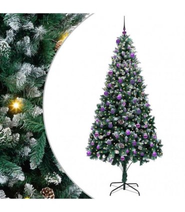vidaXL Christmas Tree with LED Light Green and White 240 cm