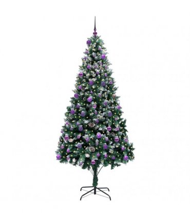 vidaXL Christmas Tree with LED Light Green and White 240 cm