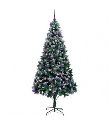 vidaXL Christmas Tree with LED Light Green and White 240 cm