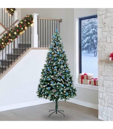 vidaXL Christmas Tree with LED Light Green and White 240 cm
