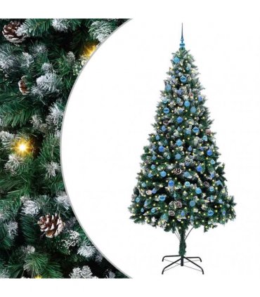 vidaXL Christmas Tree with LED Light Green and White 240 cm