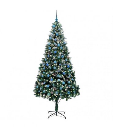 vidaXL Christmas Tree with LED Light Green and White 240 cm