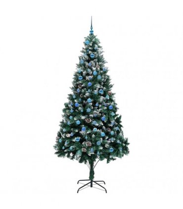 vidaXL Christmas Tree with LED Light Green and White 240 cm