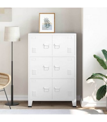 vidaXL Industrial Storage Chest White 75x40x115 cm Metal