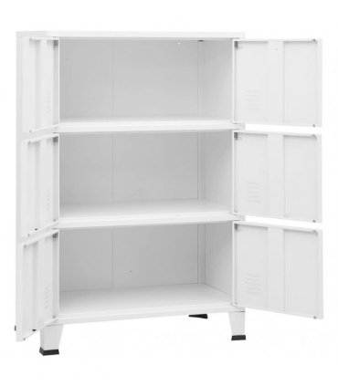 vidaXL Industrial Storage Chest White 75x40x115 cm Metal