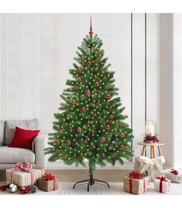 vidaXL Christmas Tree with LED Light Green 210 cm PE