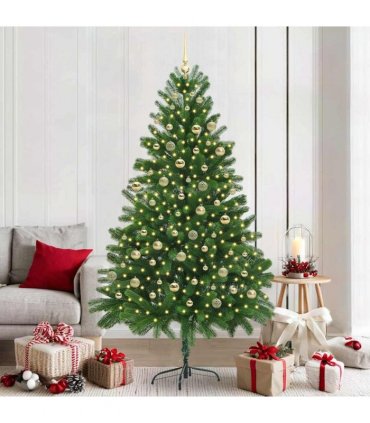 vidaXL Christmas Tree with LED Light Green 210 cm PE