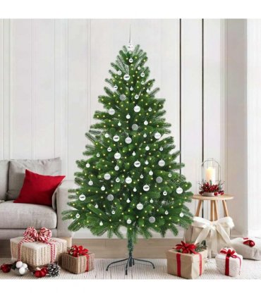 vidaXL Christmas Tree with LED Light Green 210 cm PE