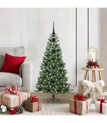 vidaXL Christmas Tree with LED Light Green 120 cm PVC and Steel