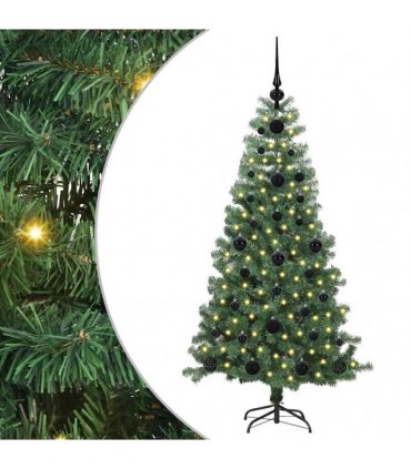 vidaXL Christmas Tree with LED Light Green 120 cm PVC and Steel