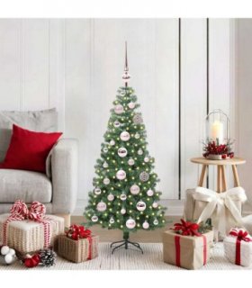 vidaXL Christmas Tree with LED Light Green 120 cm PVC and Steel