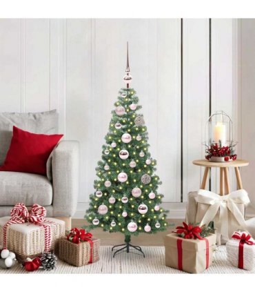 vidaXL Christmas Tree with LED Light Green 120 cm PVC and Steel