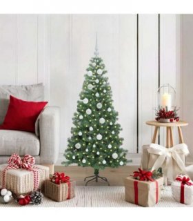 vidaXL Christmas Tree with LED Light Green 120 cm PVC and Steel