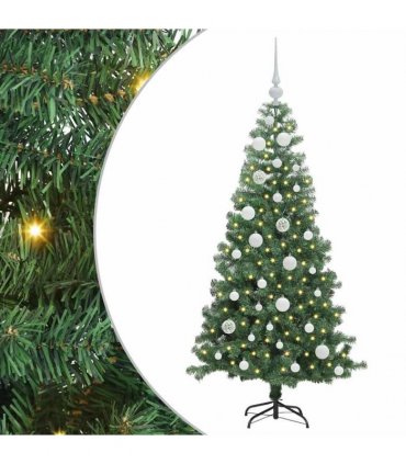 vidaXL Christmas Tree with LED Light Green 120 cm PVC and Steel