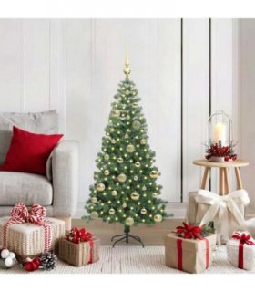 vidaXL Christmas Tree with LED Light Green 120 cm PVC and Steel