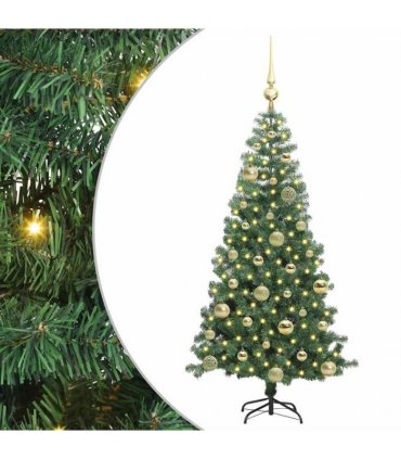 vidaXL Christmas Tree with LED Light Green 120 cm PVC and Steel
