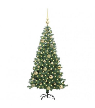 vidaXL Christmas Tree with LED Light Green 120 cm PVC and Steel